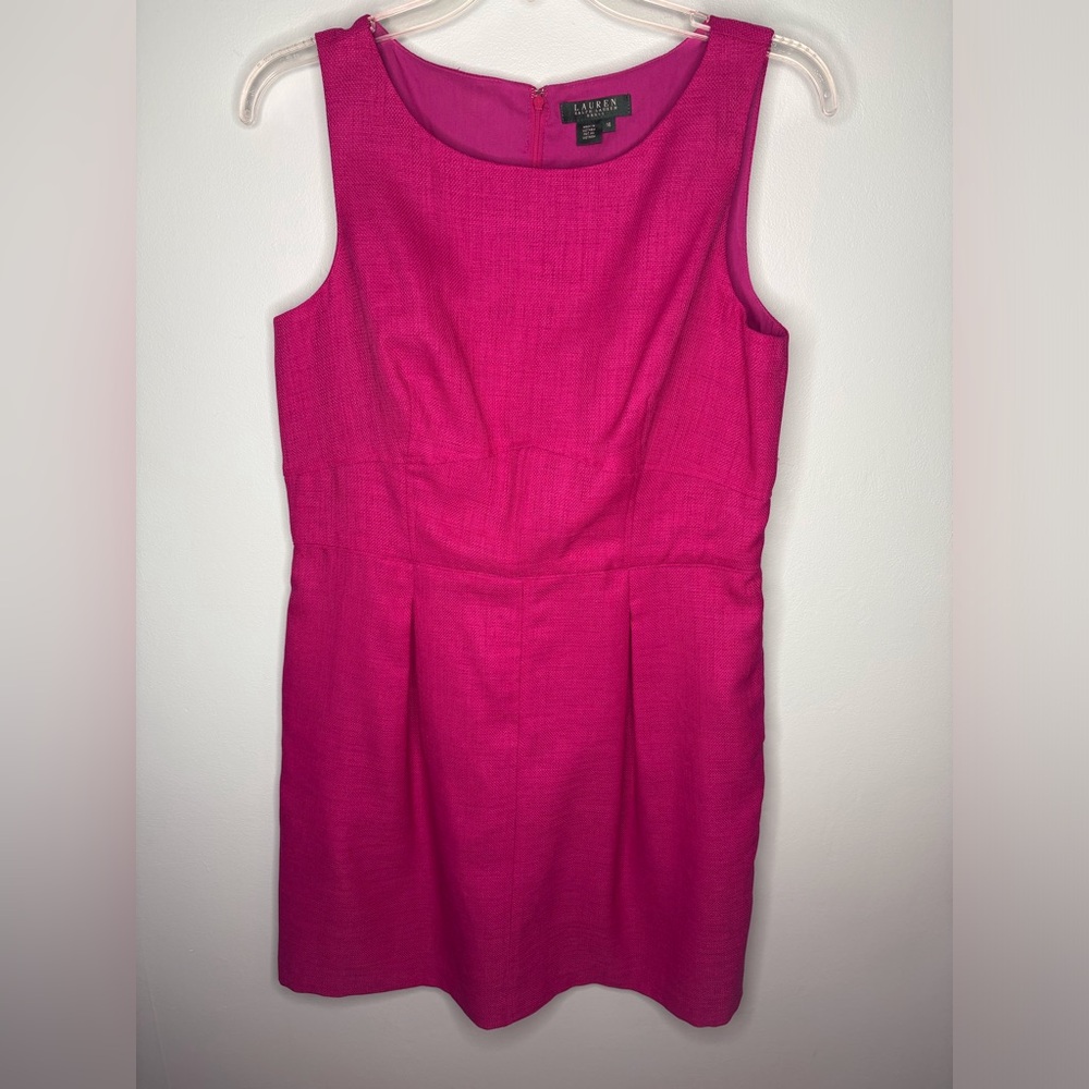 🩺🛍️ Lauren Ralph Lauren Hot Pink Sleeveless Mini Dress – Size 16📸🩷
